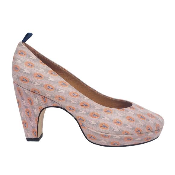 dr. Liza Ankara Pink Comfort Platform Pumps Pink Orange Blue Size 6 - Picture 2 of 9